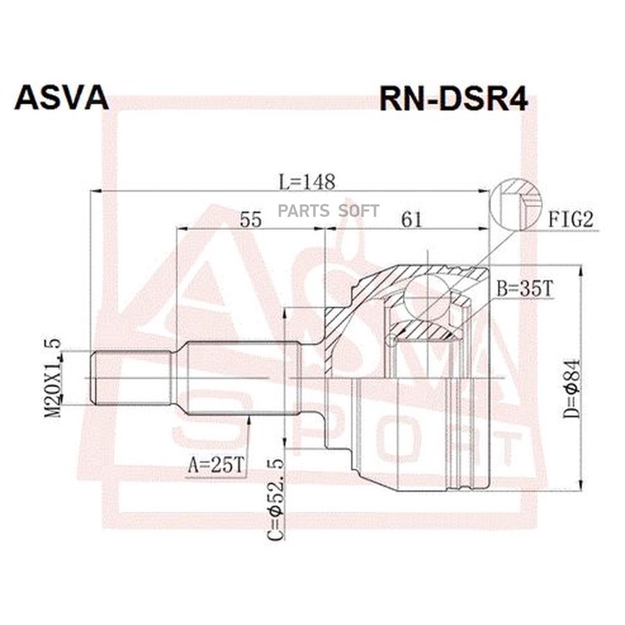 ШРУС наружный 35x52.6x25 Asva RN-DSR4 - ASVA None None